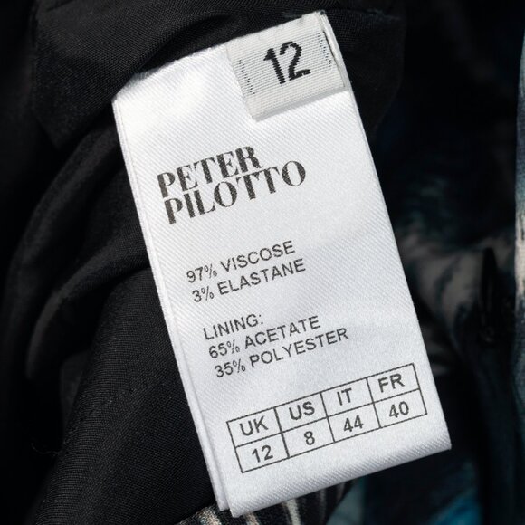 Peter Pilotto K Blue & Black Abstract Printed Crepe Handkerchief-Hem Skirt - Picture 10 of 12